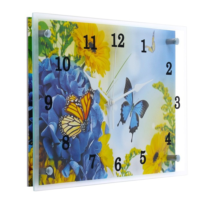 Часы-картина настенные, интерьерные "Бабочки", бесшумные, 25 х 35 см