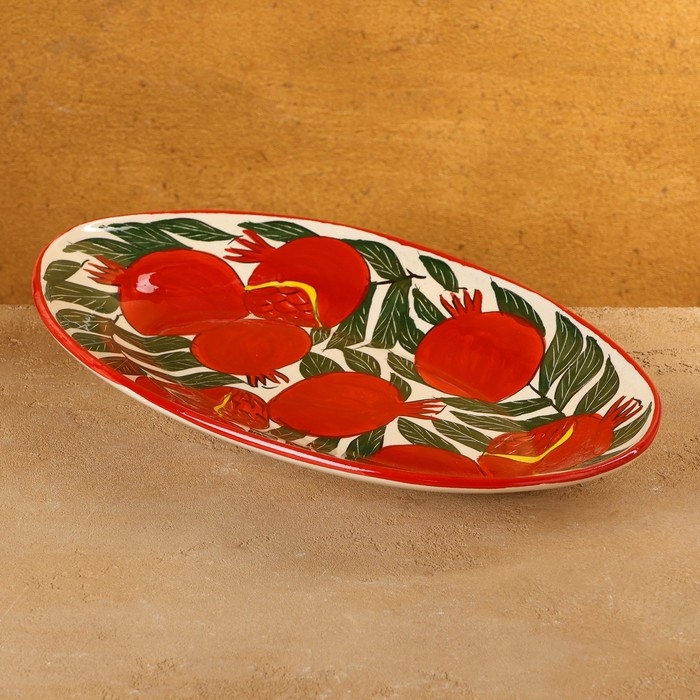 Селедочница Риштанская Керамика  Селедочница Риштанская Керамика "Гранаты", 34 см