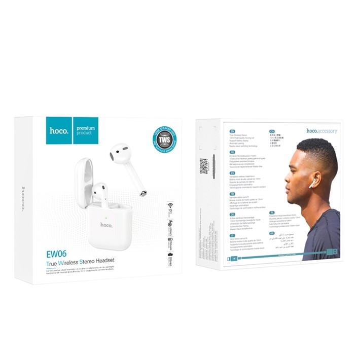 Наушники Hoco EW06, TWS, беспроводные, вкладыши, BT 5.1, 35/300 мАч, белые Наушники Hoco EW06, TWS, беспроводные, вкладыши, BT 5.1, 35/300 мАч, белые