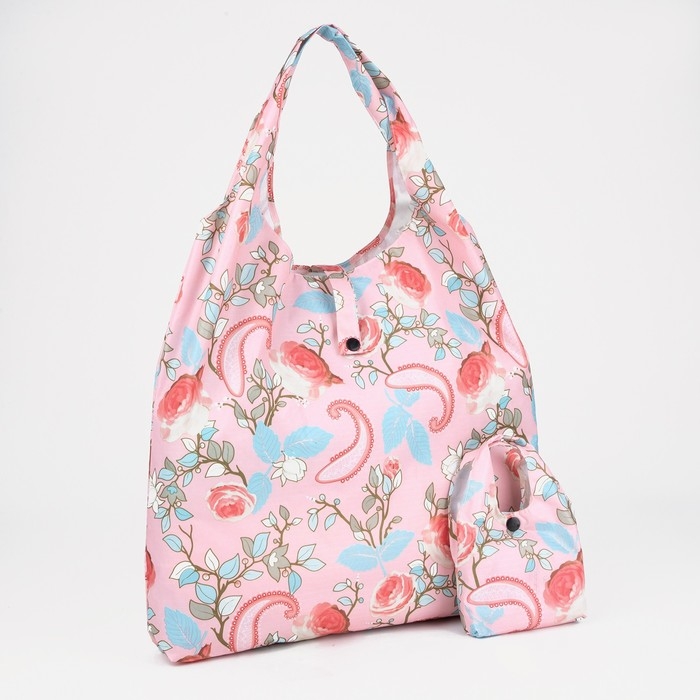 Сумка хозяйственная на кнопке, складная, цвет розовый Сумка хозяйственная на кнопке, складная, цвет розовый