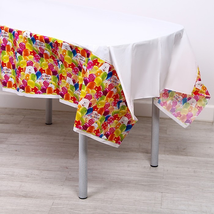 Скатерть одноразовая «С днём рождения», мишка, 180х130 см Скатерть одноразовая «С днём рождения», мишка, 180х130 см