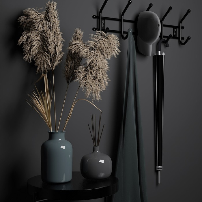 Вешалка настенная на 5 крючков «Уют 5», цвет чёрный Вешалка настенная на 5 крючков «Уют 5», цвет чёрный