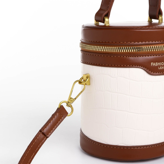 Кросс-боди на молнии, цвет белый/коричневый Кросс-боди на молнии, цвет белый/коричневый
