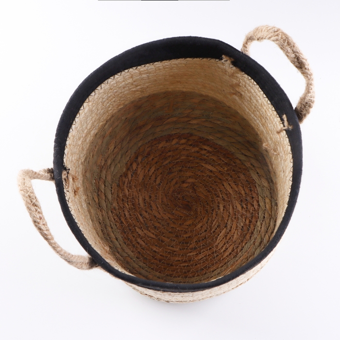 Корзина для хранения Корзина для хранения "Перу", с ручками, 29 х 29 х 25 см, натуральный, чёрный