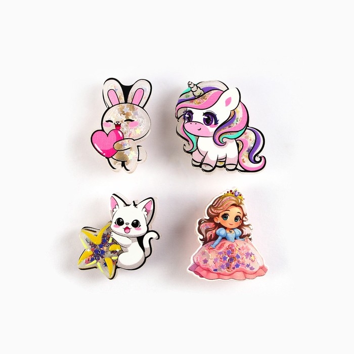 Заколка для волос, шейкер, 4 штуки МИКС Заколка для волос, шейкер, 4 штуки МИКС