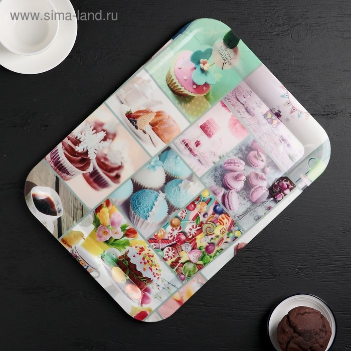 Поднос пластиковый прямоугольный Доляна «Кокетство», 37,5×28 см, рисунок МИКС Поднос пластиковый прямоугольный Доляна «Кокетство», 37,5×28 см, рисунок МИКС