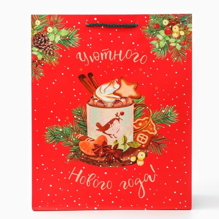 Новый год. Пакет подарочный "Глинтвейн", 26 х 32 х 12 см.