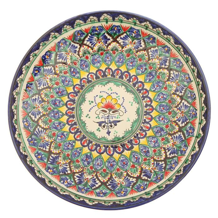 Ляган Риштанская Керамика "Узоры", 31 см, синий