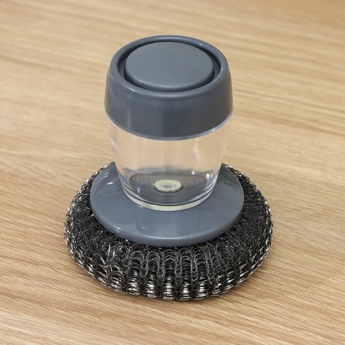 Щётка для мытья посуды, с дозатором для моющего средства, металлическая губка Щётка для мытья посуды, с дозатором для моющего средства, металлическая губка