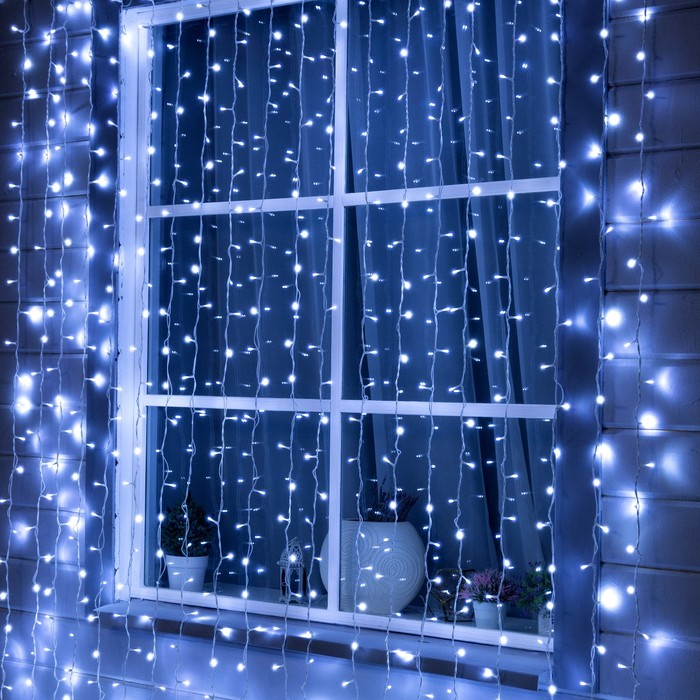 Гирлянда «Занавес» 2 × 3 м, IP44, УМС, белая нить, 760 LED, свечение белое, 220 В Гирлянда «Занавес» 2 × 3 м, IP44, УМС, белая нить, 760 LED, свечение белое, 220 В