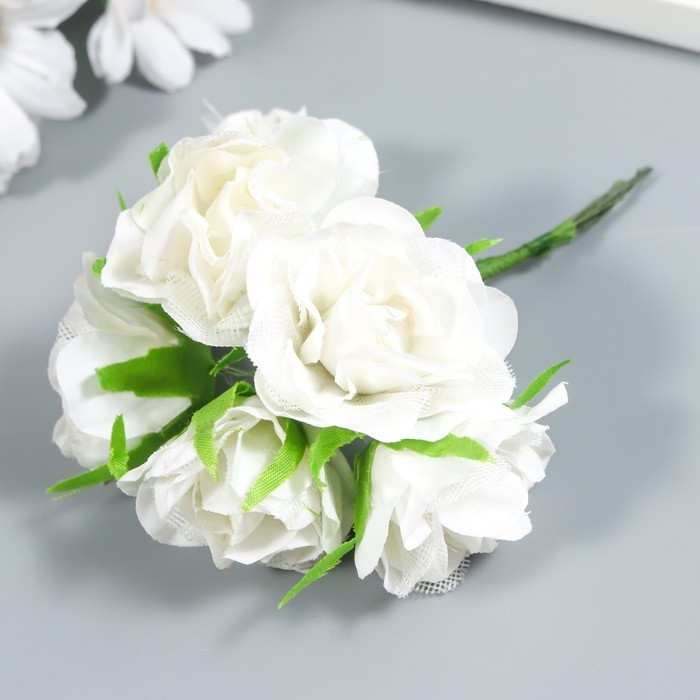 Цветы для декорирования Цветы для декорирования "Роза Лавиния белая" 1 букет=6 цветов 9 см