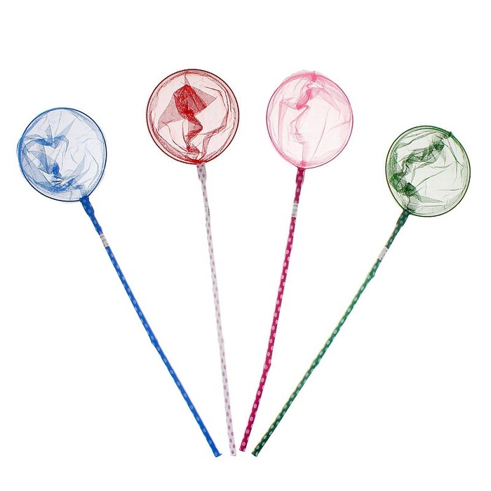 Сачок детский бамбуковая ручка 50 см в горох, диаметр: 20 см, цвета МИКС Сачок детский бамбуковая ручка 50 см в горох, диаметр: 20 см, цвета МИКС