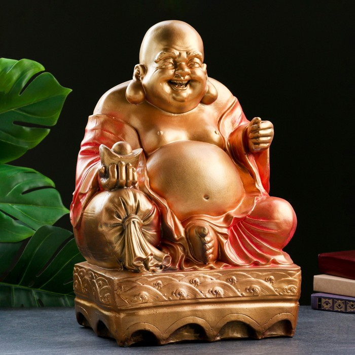 Копилка Копилка "Хотей сидя большой" бронза, красный, 32х25х51см