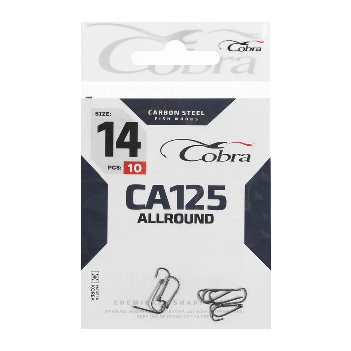 Крючки Cobra ALLROUND, серия CA125, № 14, 10 шт. Крючки Cobra ALLROUND, серия CA125, № 14, 10 шт.
