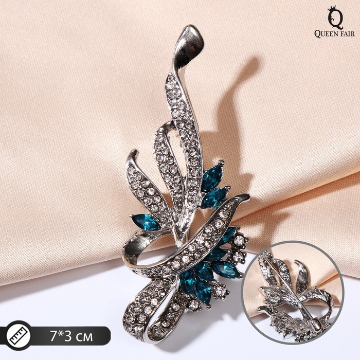 Брошь «Цветочный бант», цвет бело-синий в серебре Брошь «Цветочный бант», цвет бело-синий в серебре