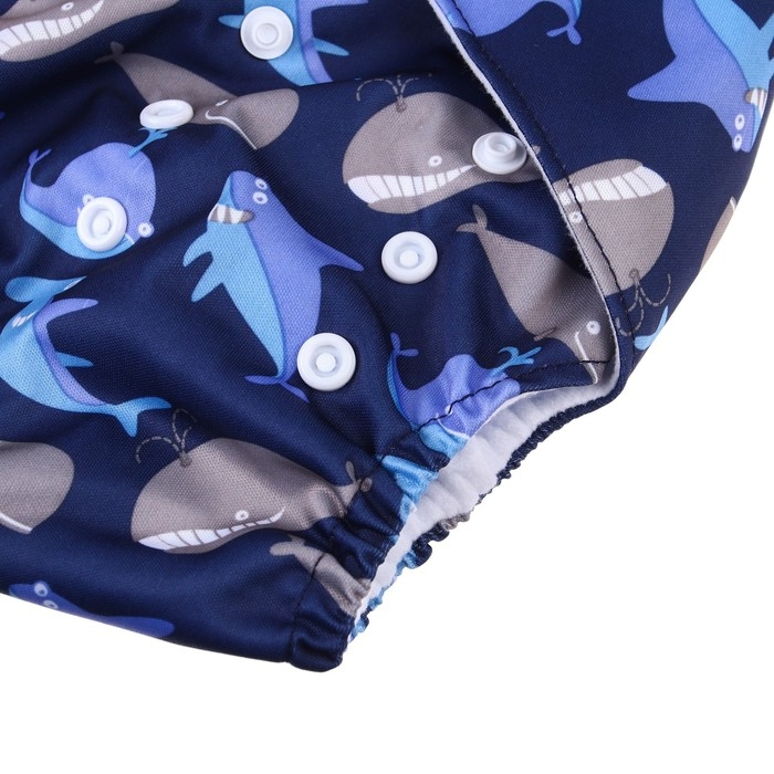 Многоразовый подгузник «Киты», 3-15 кг, цвет синий, Крошка Я Многоразовый подгузник «Киты», 3-15 кг, цвет синий, Крошка Я