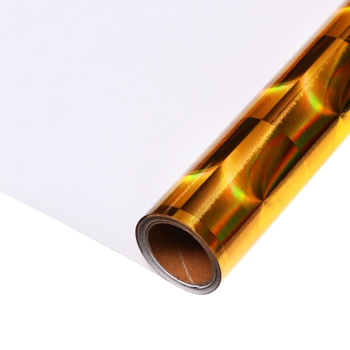 Пленка самоклеющаяся голография золотая Лучи 0,45м х3м 3мкр Пленка самоклеющаяся голография золотая Лучи 0,45м х3м 3мкр