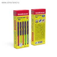 Ручка шариковая ErichKrause ErgoLine Kids Ultra Glide, первоклассника, эргономичный держатель, корпус Soft-touch, узел 0.7 мм, чернила синие, микс