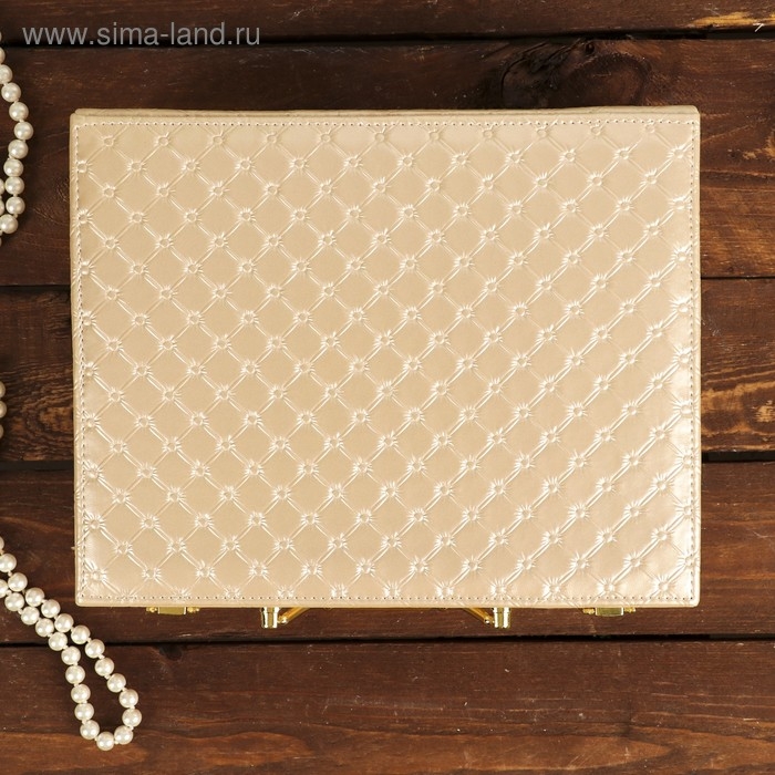 Шкатулка кожзам для украшений  Шкатулка кожзам для украшений "Стёганная" золото 8,5х23,5х19 см