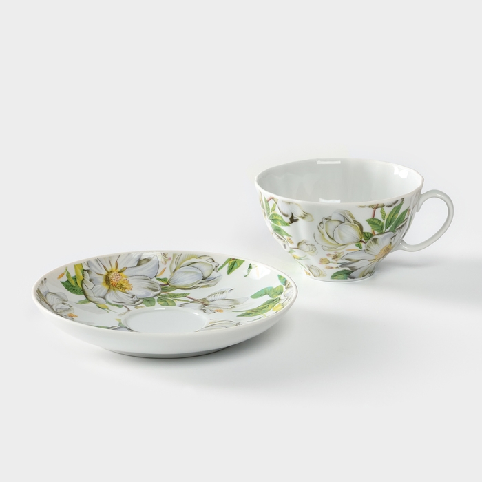 Чайная пара фарфоровая «Шепот лепестков», 275 мл Чайная пара фарфоровая «Шепот лепестков», 275 мл