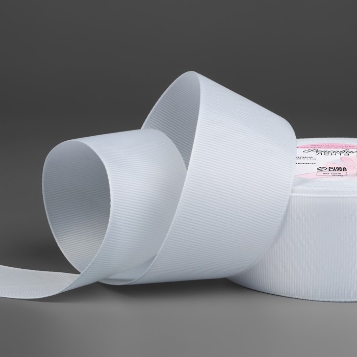 Лента репсовая, 40 мм, 23 ± 1 м, цвет белый №01