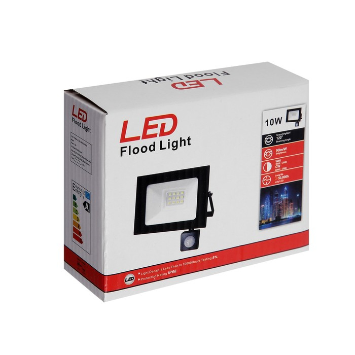 Прожектор светодиодный, 10 Вт, 900 Лм, 4000К, Датчик движения, IP66 Прожектор светодиодный, 10 Вт, 900 Лм, 4000К, Датчик движения, IP66