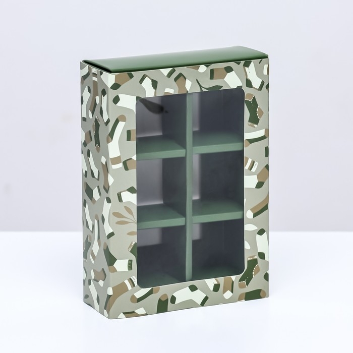 Коробка для конфет 6 шт, Коробка для конфет 6 шт, "23 Февраля" 13,7 х 9,8 х 3,8 см. Кондитерская упаковка