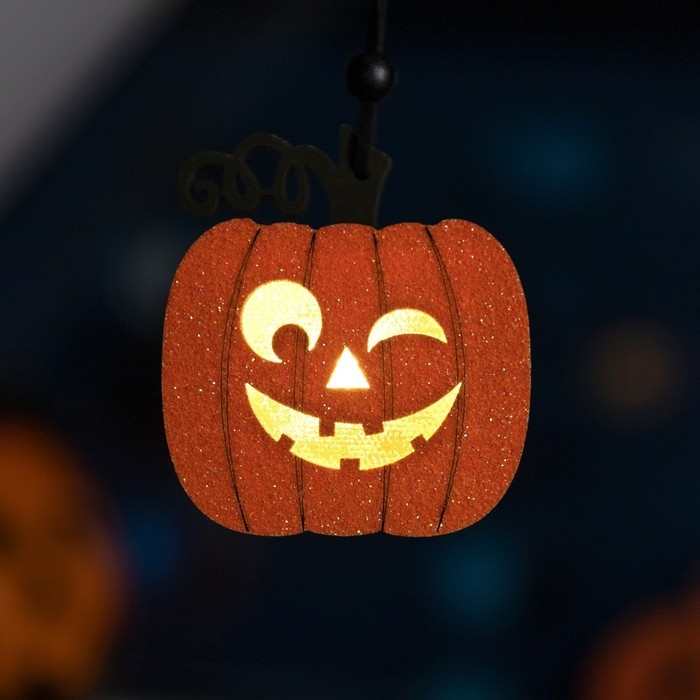 Светодиодная подвеска «Фонарь Джека» 8 × 5.5 × 5 см, пластик, батарейки LR1130х3 (в комплекте), свечение тёплое белое Светодиодная подвеска «Фонарь Джека» 8 × 5.5 × 5 см, пластик, батарейки LR1130х3 (в комплекте), свечение тёплое белое