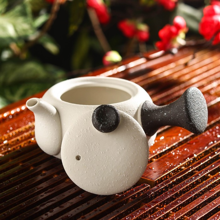 Набор для чайной церемонии керамический «Нежный цветок», 7 предметов: чайник 180 мл, 6 чашек 70 мл, цвет белый