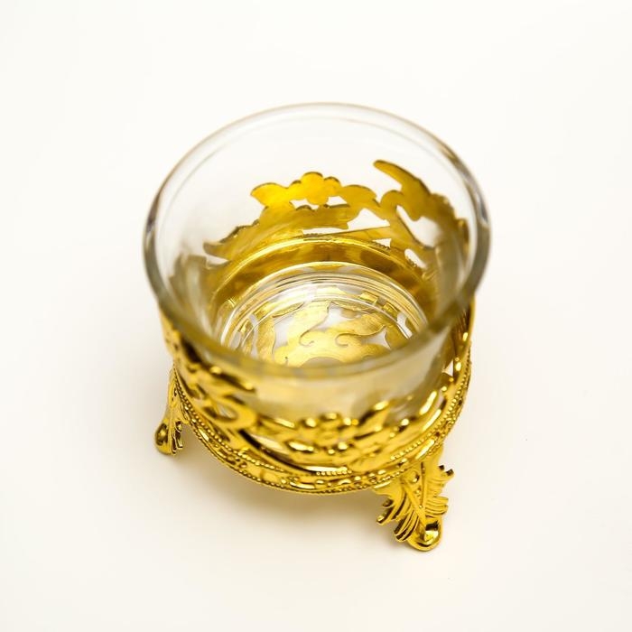 Подсвечник стекло Подсвечник стекло "Фантазия" 6*6,3*6,3 см, золото