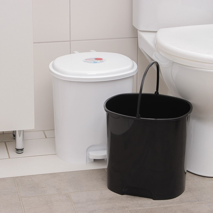 Ведро с педалью, 12 л, цвет белый Ведро с педалью, 12 л, цвет белый