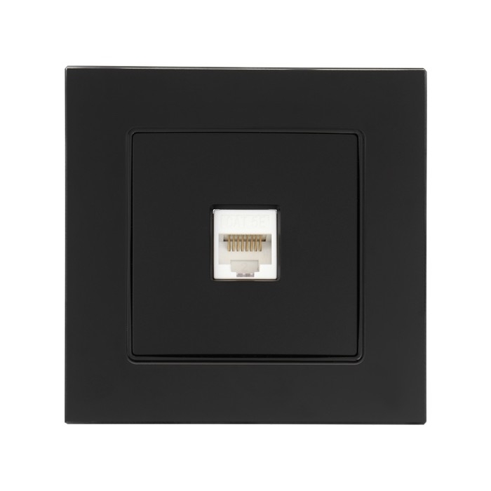 Розетка компьютерная одноместная TOT Glossy Glass, скрытая, стекло, черная