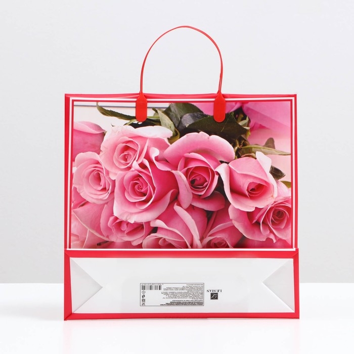 Пакет Пакет "Розовые розы", мягкий пластик, 29 x 30 см, 100 мкм