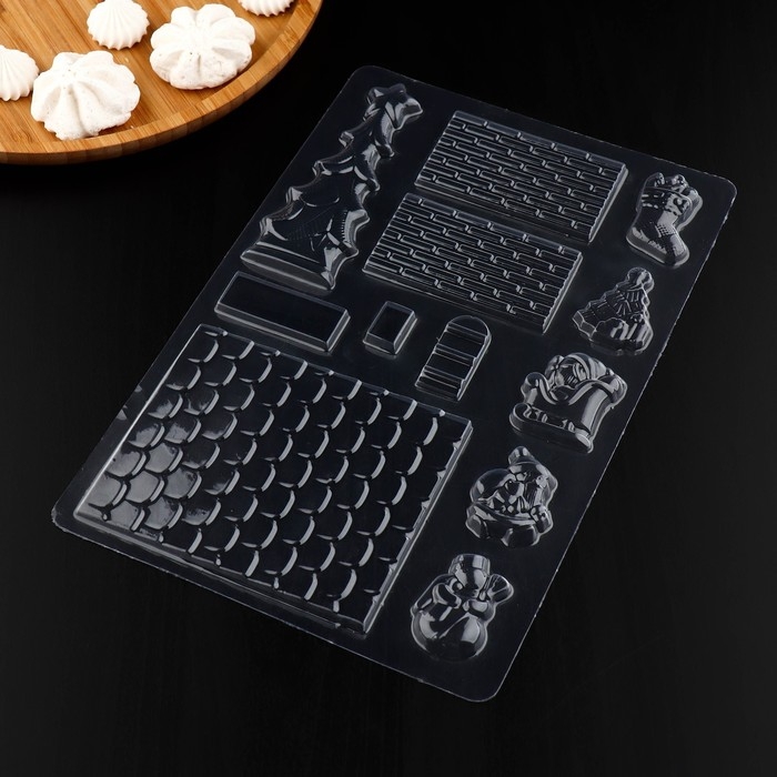 Форма для шоколада новогодняя «Элементы домика», 12 ячеек, 15×8×2,5 см, цвет прозрачный Форма для шоколада новогодняя «Элементы домика», 12 ячеек, 15×8×2,5 см, цвет прозрачный