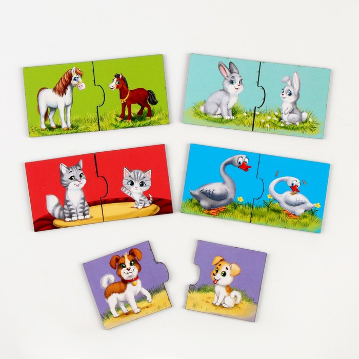 Пазл двойной «Малыши и мамы» (головоломка), 12 пазлов, 24 детали Пазл двойной «Малыши и мамы» (головоломка), 12 пазлов, 24 детали