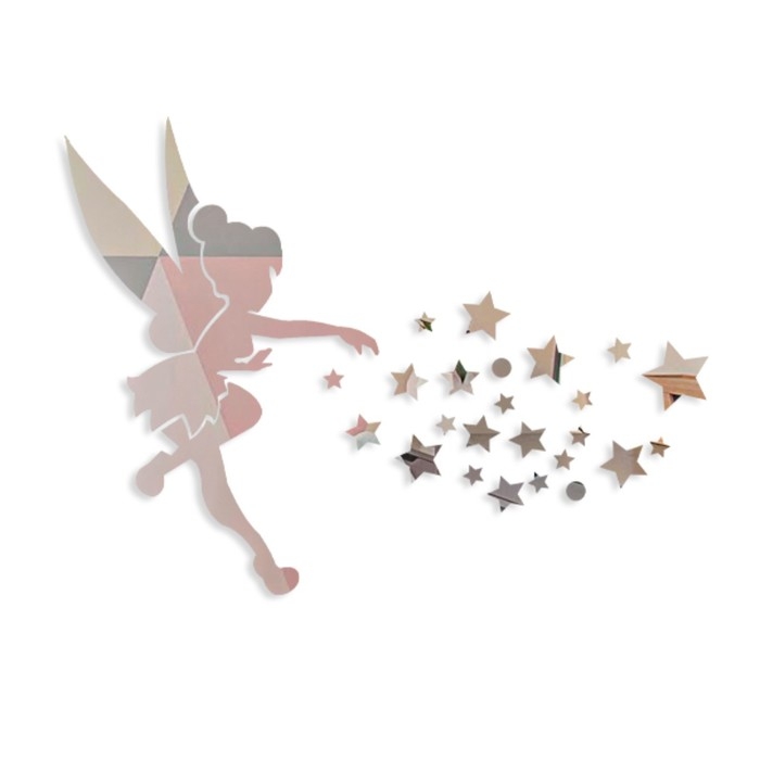 Наклейки интерьерные Наклейки интерьерные "Феечка", зеркальные, декор на стену, панно 46 х 71 см, 28 эл