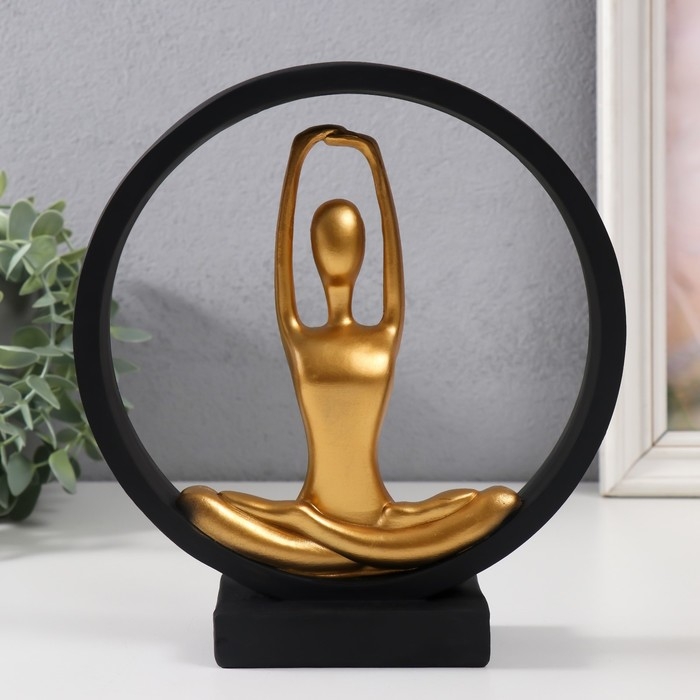 Сувенир полистоун "Приветствие солнца" чёрный с золотом 19,2х5,9х21,5 см