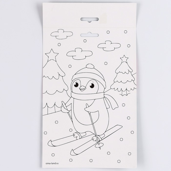 Аппликация фольгой на новый год «Пингвин», новогодний набор для творчества Аппликация фольгой на новый год «Пингвин», новогодний набор для творчества