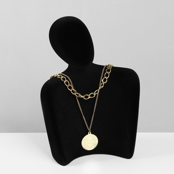 Бюст для украшений «Силуэт», 13,5×7×20 см, h=20 см, флок, цвет чёрный Бюст для украшений «Силуэт», 13,5×7×20 см, h=20 см, флок, цвет чёрный