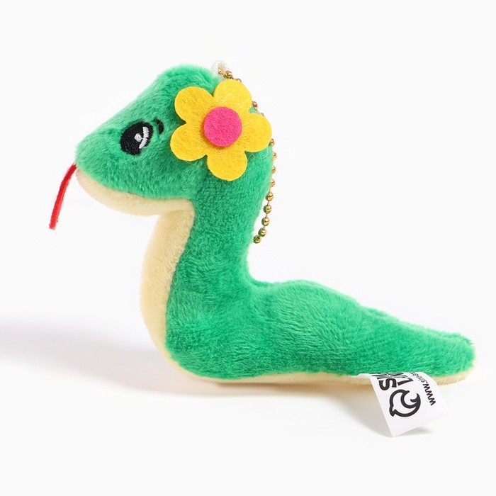 Новый год! Мягкая игрушка «Змея», с цветком, на подвесе, 8 см, цвет МИКС Новый год! Мягкая игрушка «Змея», с цветком, на подвесе, 8 см, цвет МИКС