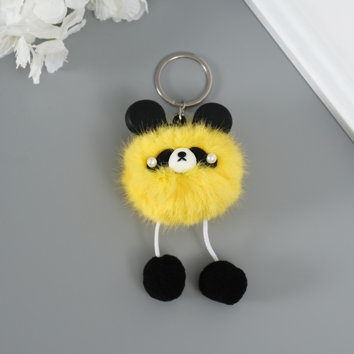 Пушистик на кольце Пушистик на кольце "Панда модник" жёлтый 9х6х6 см