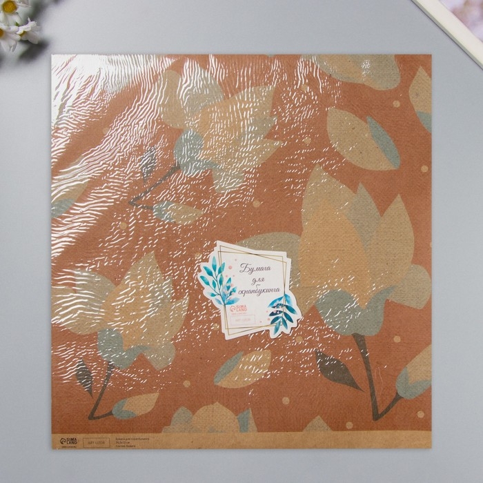 Бумага для скрапбукинга двусторонняя крафт Бумага для скрапбукинга двусторонняя крафт "Цветы" плотность 180 гр набор 5 шт 30,5х32 см