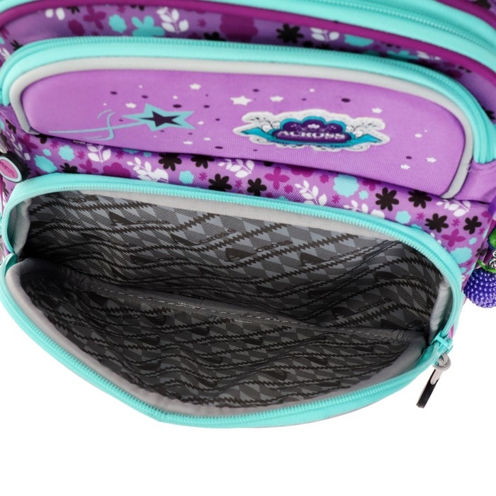 Рюкзак каркасный 35 х 28 х 15 см, Across, наполнение: мешок, пенал, брелок, фиолетовый Рюкзак каркасный 35 х 28 х 15 см, Across, наполнение: мешок, пенал, брелок, фиолетовый