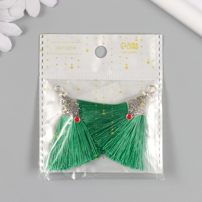 Декор для творчества текстиль Декор для творчества текстиль "Кисть Восток" зелёный набор 2 шт 1,6х4,5 см