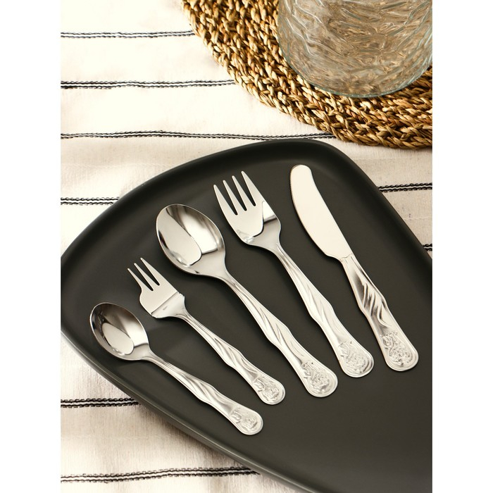 Набор столовых приборов «Лёвушка», 5 предметов, толщина 1,2 мм Набор столовых приборов «Лёвушка», 5 предметов, толщина 1,2 мм