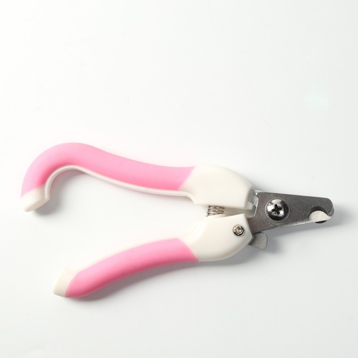Когтерез боковой средний эргономичный, отверстие 11 мм, розовый с белым Когтерез боковой средний эргономичный, отверстие 11 мм, розовый с белым