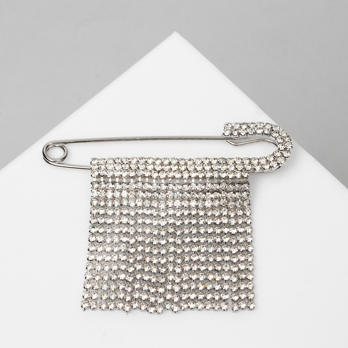 Булавка «Торжество» дождик, 7см, цвет белый в серебре Булавка «Торжество» дождик, 7см, цвет белый в серебре