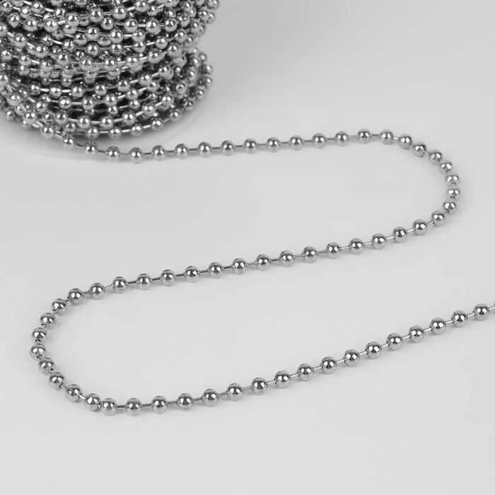 Цепочка для сумки, железная, d = 4 мм, 10 ± 0,5 м, цвет серебряный