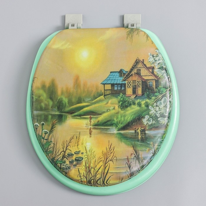 Сиденье для унитаза с крышкой,Росспласт, 43 х 37 см, мягкое, зелёное, МИКС Сиденье для унитаза с крышкой,Росспласт, 43 х 37 см, мягкое, зелёное, МИКС