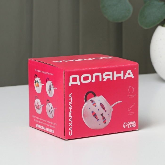 Сахарница с ложкой Доляна «Емеля», 200 мл, цвет белый Сахарница с ложкой Доляна «Емеля», 200 мл, цвет белый